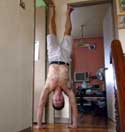 wall-supported handstand push-up...getting there