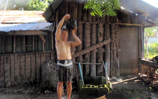 the best thing at the Mainit Marine Reserve is getting hot spring water to rinse (from a well in a nearby house)