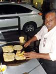 the affable Mr. Haydeen preparing Indian pancake at Jasmin Restaurant