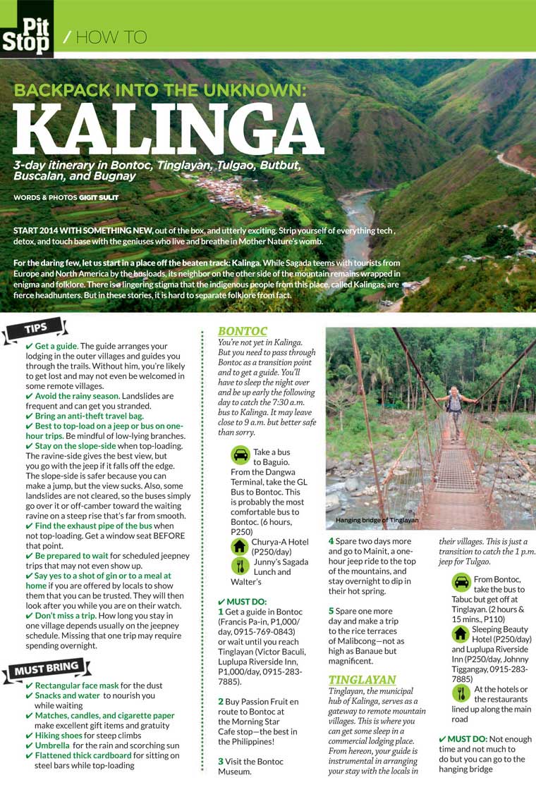 Kalinga Backpacking Article on Speed Magazine