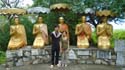 Sokun and Tuyen with Buddha's 5 friends (in the Catholic faith, they'd be called The Apostles)