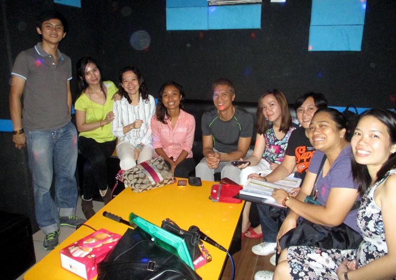 karaoke with the Book Club members - meeting Maya