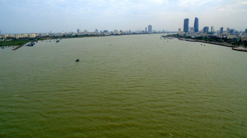 view of the river and Da Nang City from Thuan Phuoc Bridge