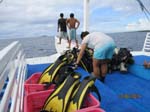aboard the dive boat for Apo Island