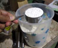 add the flour into the egg mixture and continue whisking