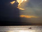 boatman on a sunset background