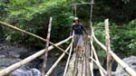 crossing the wooden foot bridge