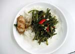 stuffed squid, rice and sauteed vegetable, Baht 45 - not bad