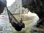 hammocking takes new meaning on cliff face overhangs
