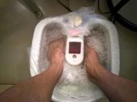 the foot scrub started with a soak to soften tough skin like calluses