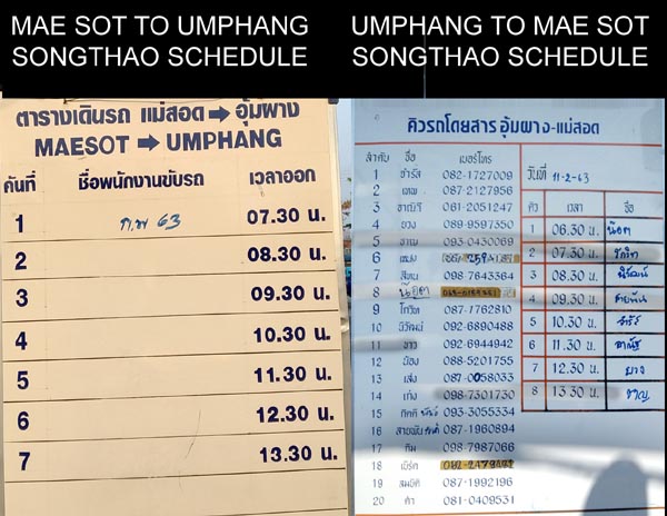 songthao departure schedule, Umphang, Thailand