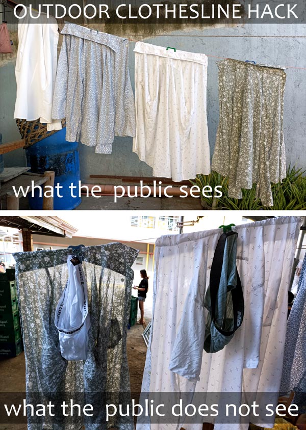 drying undies in public