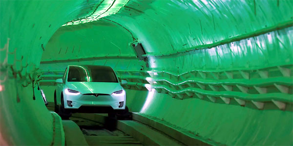 Tesla inside the tunnel