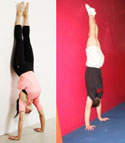Holding a handstand on a wall